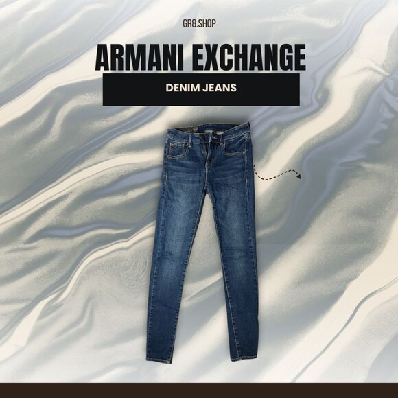 Armani Exchange Womens Skinny Fit Denim Jeans Size 26 XXS Dark Wash Stretch - Picture 1 of 7